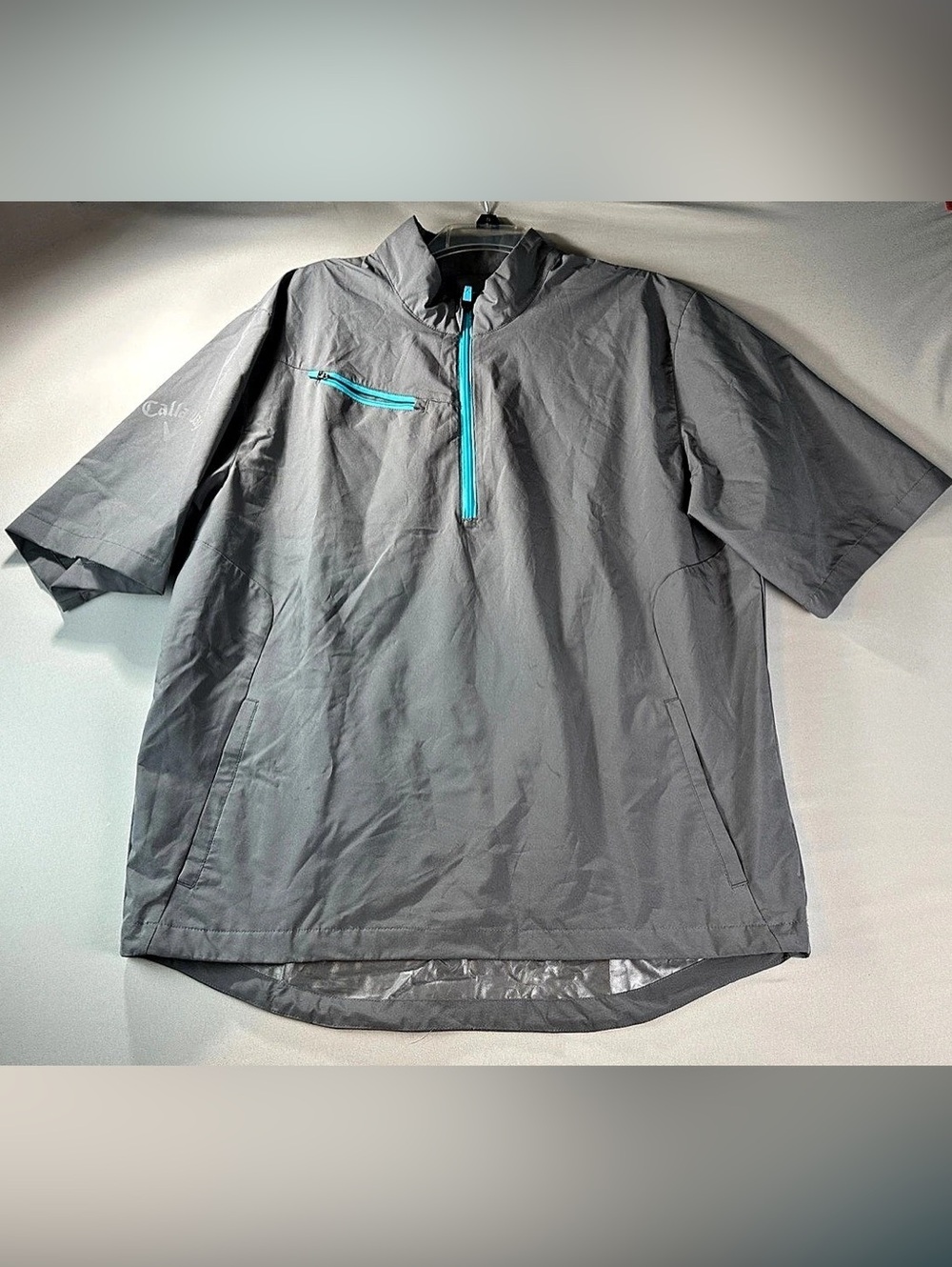 Callaway Men's Wind & Water Short Sleeve 1/4 Zip Golf Rain Pullover Gray XL